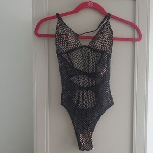 Victorias Secret Black Mesh Teddy